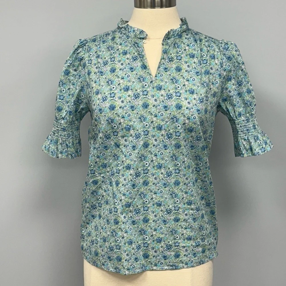 J Crew Liberty Fabric Amelie Floral Puff sleeve Top XS Cottagecore Prairie